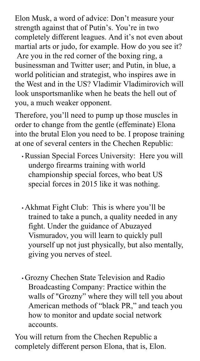 Elon Musk, Çeçen liderinin mesajını ifşa etti! ‘Gücünü Putin’le kıyaslama…’ - Resim : 2