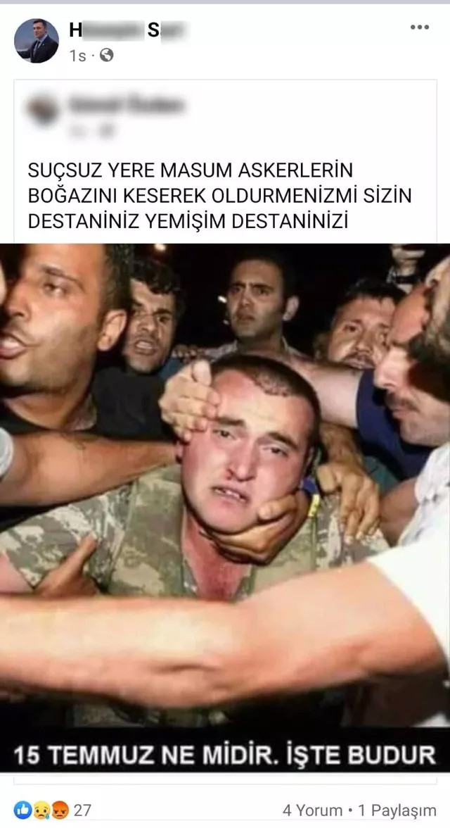 15 Temmuz paylaşımı tepki toplamıştı! Eski belediye başkanı CHP'li Hüseyin Sarı gözaltına alındı - Resim : 1