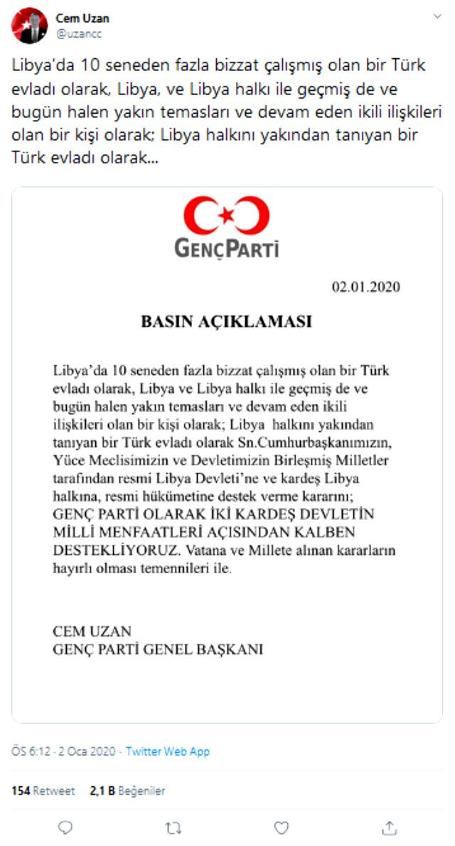 Cem Uzan'dan dikkat çeken Libya paylaşımı! - Resim : 1