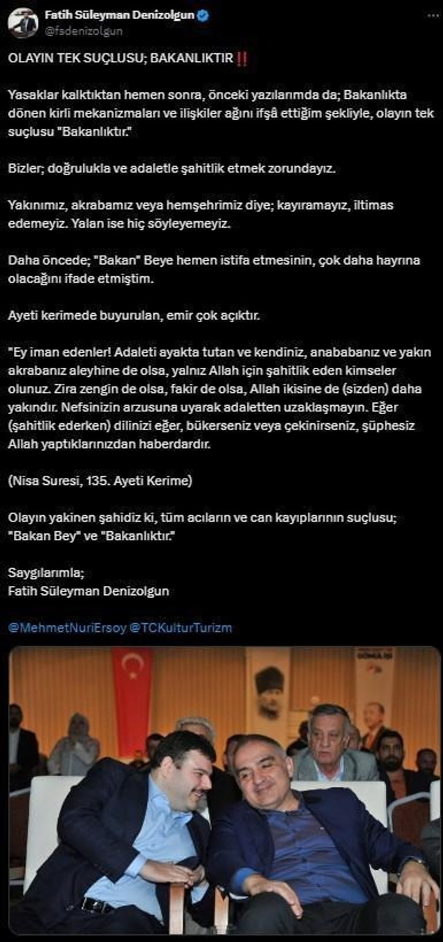 AK Partili eski Milletvekilinden Bakan Ersoy'a istifa çağrısı: Suçlu Bakan Bey ve bakanlıktır - Resim : 2