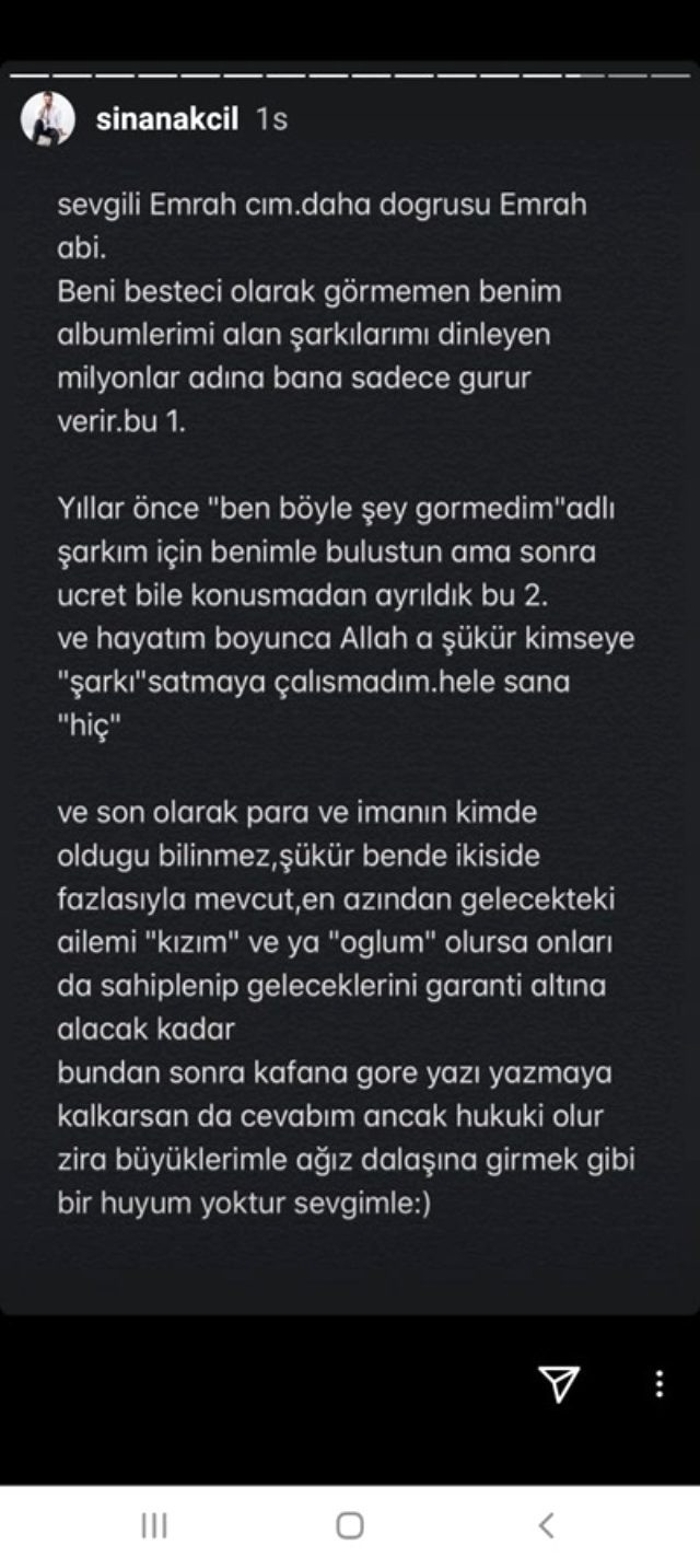 Sinan Akçıl ve Emrah sosyal medyada birbirine girdi: Senin bana beste vermeye çapın yetmez - Resim : 1