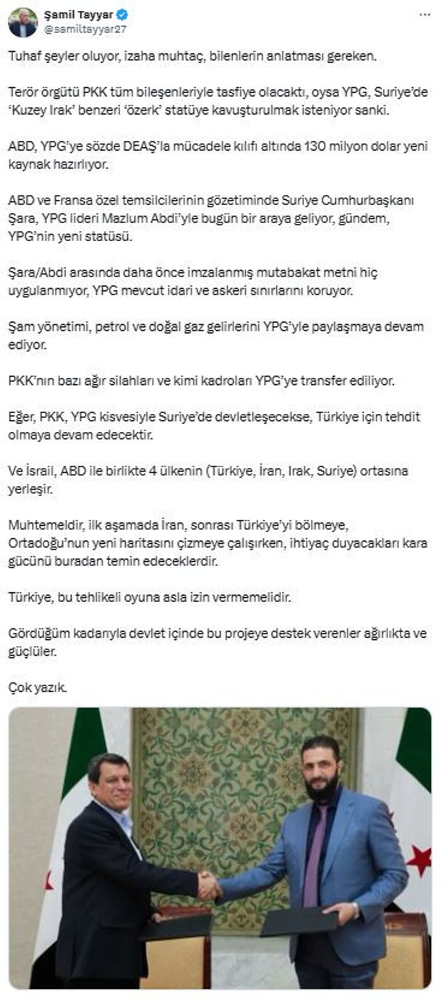 AK Partili Tayyar'dan çarpıcı PKK/YPG iddiası! 'Tuhaf şeyler oluyor' dedi sıraladı... - Resim : 1