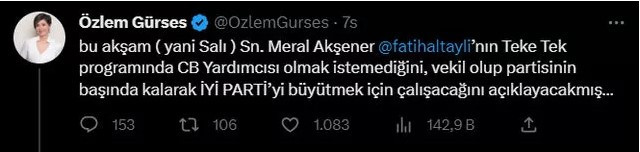 Meral Akşener hakkında çok konuşulacak iddia! 'Bu akşam istemediğini açıklayacak' - Resim : 1