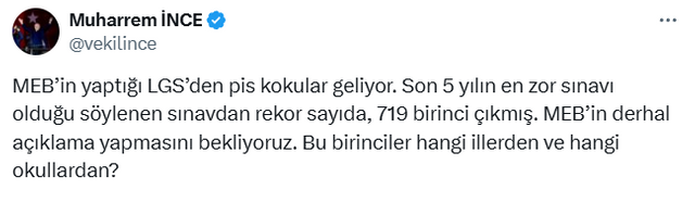 Muharrem İnce'den dikkat çeken LGS açıklaması! "Pis kokular geliyor" - Resim : 1