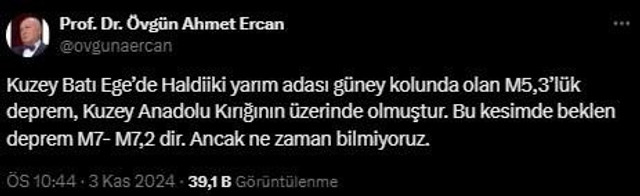 Ahmet Ercan 7.2 büyüklüğünde deprem beklediği yeri açıkladı - Resim : 1