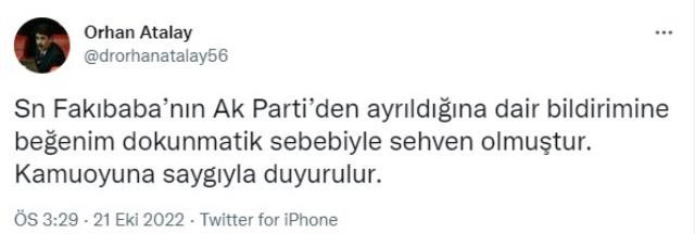 AK Parti'de bir istifa daha mı geliyor? Fakıbaba'nın paylaşımını beğenmişti! - Resim : 2