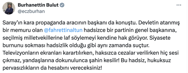 CHP'li Bulut'tan Fahrettin Altun'a ağır sözler! "Pervasızlıkların hesabını vereceksiniz!" - Resim : 2