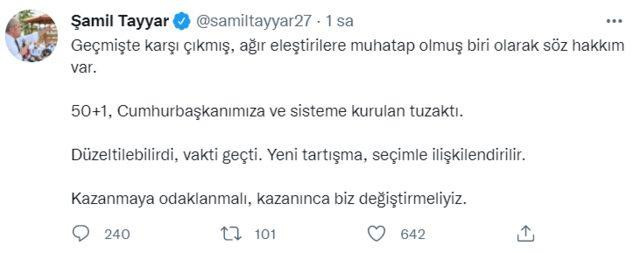 AK Partili Şamil Tayyar'dan yüzde 50+1 açıklaması: Cumhurbaşkanımıza kurulan tuzaktı - Resim : 1