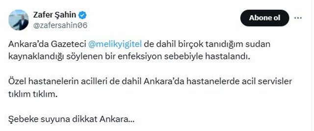 Gazeteci Yiğitel şebeke suyundan enfeksiyon kaptı! Ankara'ya korkutan uyarı... - Resim : 2