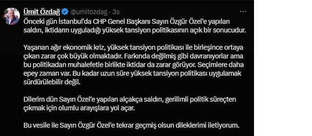 Özdağ'dan Özel'e yapılan saldırı hakkında açıklama: "İktidarın politikasının sonucudur" - Resim : 1