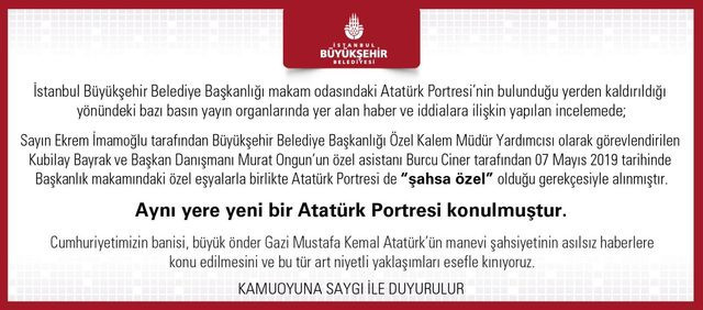 İBB'den T.C. ve Atatürk açıklaması! - Resim : 1