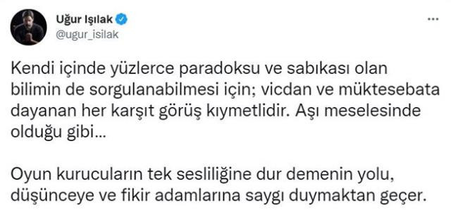Uğur Işılak'tan dikkat çeken paylaşım! Erdoğan'ın sözlerine gönderme mi yaptı? - Resim : 1