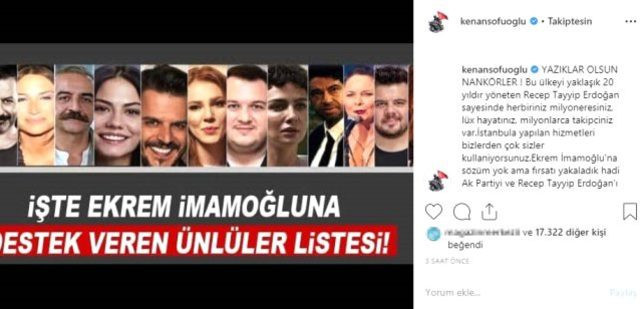 Sofuoğlu'ndan İmamoğlu'na destek veren ünlülere sert tepki: Nankörler! - Resim : 1