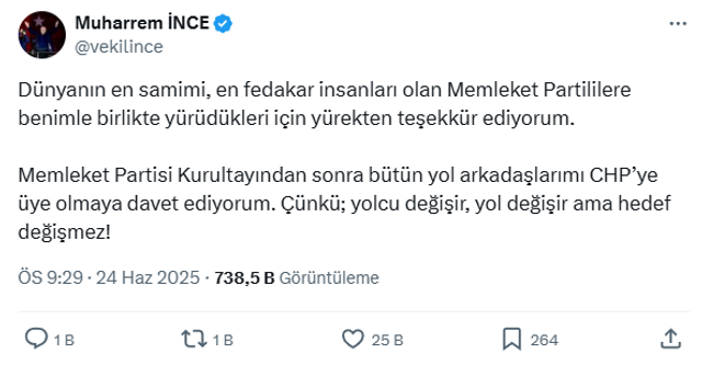CHP'yi işaret etti... Muharrem İnce'den Memleket Partililere çağrı! - Resim : 1