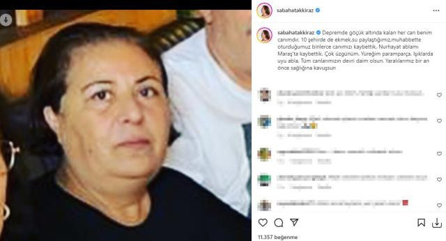 Sabahat Akkiraz depremde ablasını kaybetti! "Yüreğim paramparça" - Resim : 1