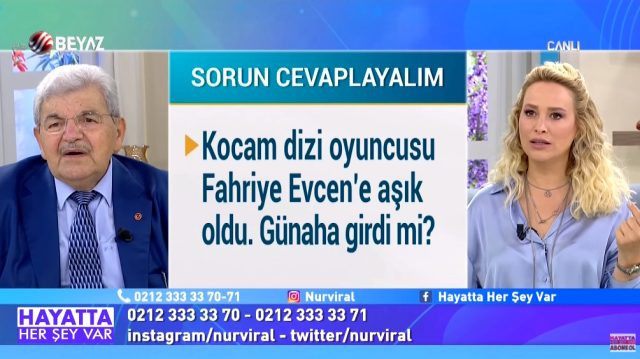 Canlı yayında şaşkına çeviren soru: Kocam Fahriye Evcen'e aşık, günaha girer mi? - Resim : 1
