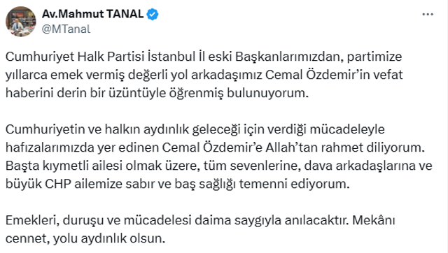 Cenaze programı belli oldu... CHP eski İstanbul İl Başkanı Cemal Özdemir hayatını kaybetti! - Resim : 1