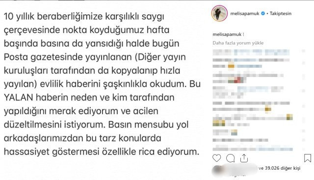Melisa Aslı Pamuk 'evlilik' haberine ateş püskürdü! - Resim : 1