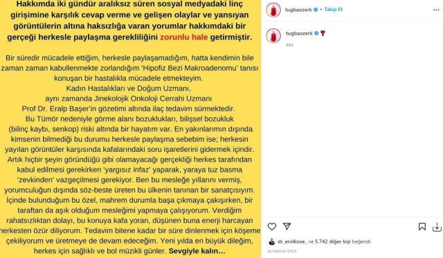 Tuğba Özerk'ten o görüntülere ilişkin açıklama: Kimsenin bilmediği bir rahatsızlığım var! - Resim : 1