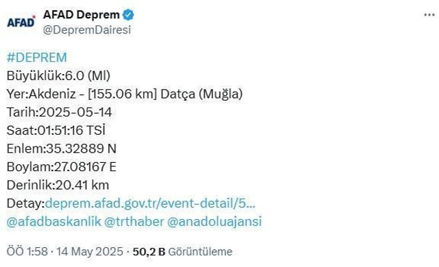 Akdeniz'de gece yarısı şiddetli deprem! Bir&ccedil;ok ilden hissedildi... - Resim : 1
