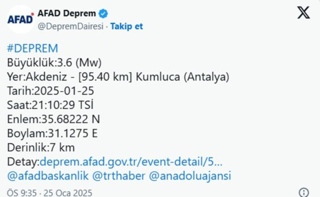Antalya'da korkutan deprem - Resim : 1