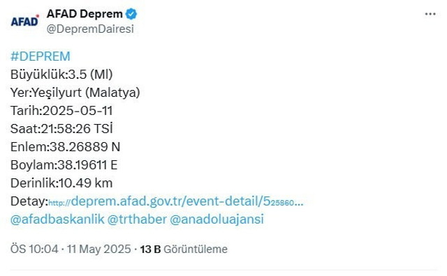 Malatya'da korkutan deprem! AFAD açıkladı... - Resim : 1