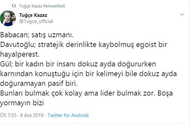 Tuğçe Kazaz'dan Davutoğlu'na sert sözler! "Egoist bir hayalperest" - Resim : 1