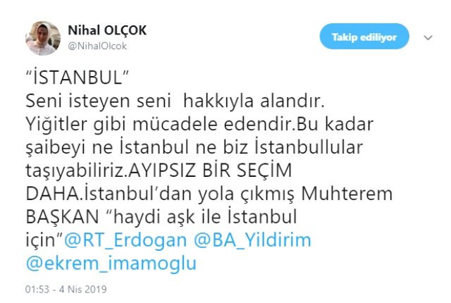 İmamoğlu'nu tebrik eden Nihal Olçok'tan sürpriz çağrı! Erdoğan'ı da etiketledi! - Resim : 1