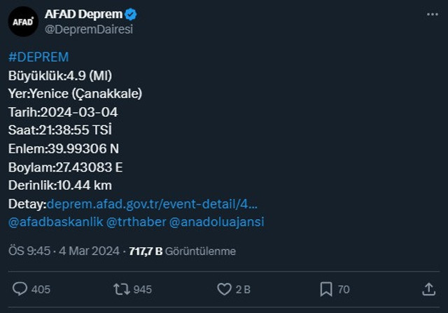 Çanakkale'de 4,9 büyüklüğünde deprem! İstanbul'dan da hissedildi: 1 ölü - Resim : 2