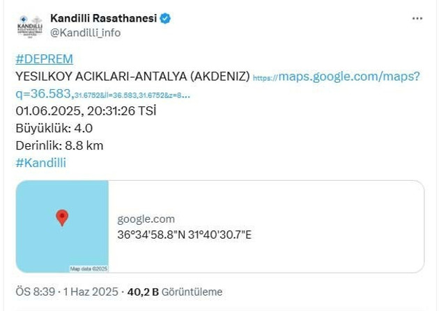 Antalya açıklarında şiddetli deprem! AFAD duyurdu... - Resim : 2