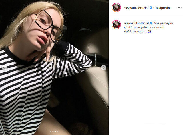 Aleyna Tilki paylaşımı ile yine olay oldu! "Yine yerdeyim, çünkü sıkılıyorum" - Resim : 1