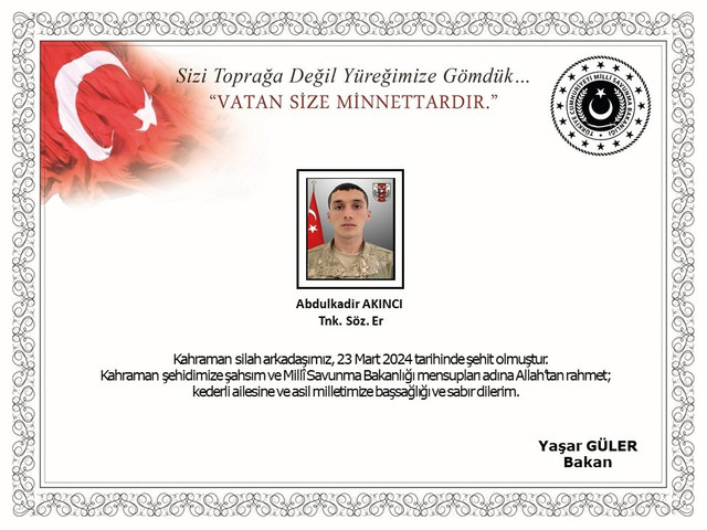 MSB'den acı haber: 1 asker şehit oldu - Resim : 1