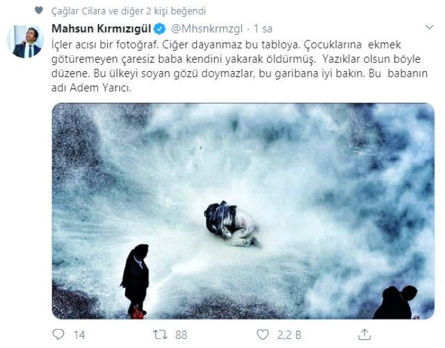 Mahsun Kırmızıgül kendisini yakan adamın ardından isyan etti! "Bu ülkeyi soyan gözü doymazlar..." - Resim : 1