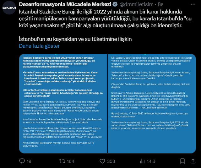 'Su krizi yaşanacak' denilmişti... DMM, Sazlıdere Barajı ile ilgili iddiaları yalanladı - Resim : 1