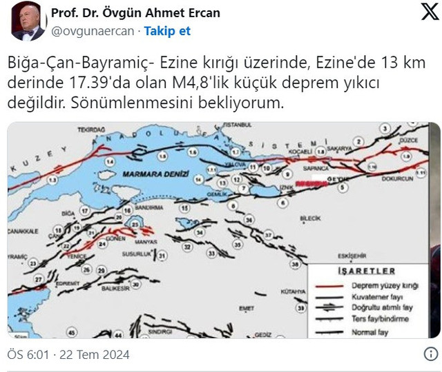 Marmara sallandı, Prof. Dr. Ahmet Ercan bekleneni açıkladı: ''Sönümlenmesini bekliyorum'' - Resim : 1