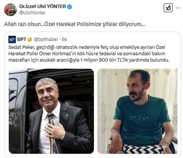 MHP'li isim Sedat Peker haberini paylaştı! "Allah razı olsun" - Resim : 2