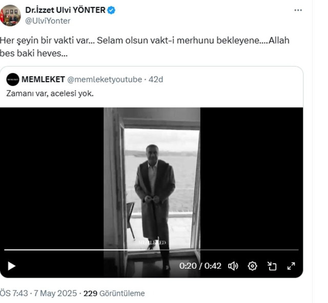 MHP'li İzzet Ulvi Yönter'den yeni 'Sedat Peker' paylaşımı! "Her şeyin bir vakti var" - Resim : 1