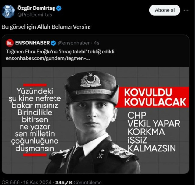 Özgür Demirtaş'tan, kılıçlı yemin eden teğmenlerin ihraç haberinin veriliş şekline çok sert tepki - Resim : 1