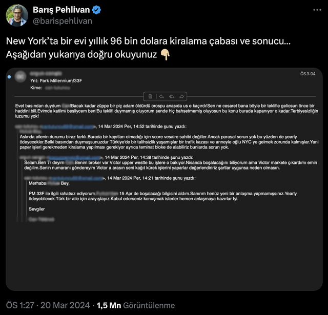 New York'ta 96 bin dolara ev kiralamak isteyen Eylem Tok'a ev sahibinden şoke eden cevap - Resim : 1