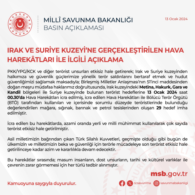 Irak ve Suriye'nin kuzeyine hava harekatı! 29 hedef imha edildi - Resim : 1