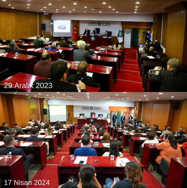 Diyarbakır'da belediye meclis salonunda bulunan Türk bayrağı kaldırıldı - Resim : 1