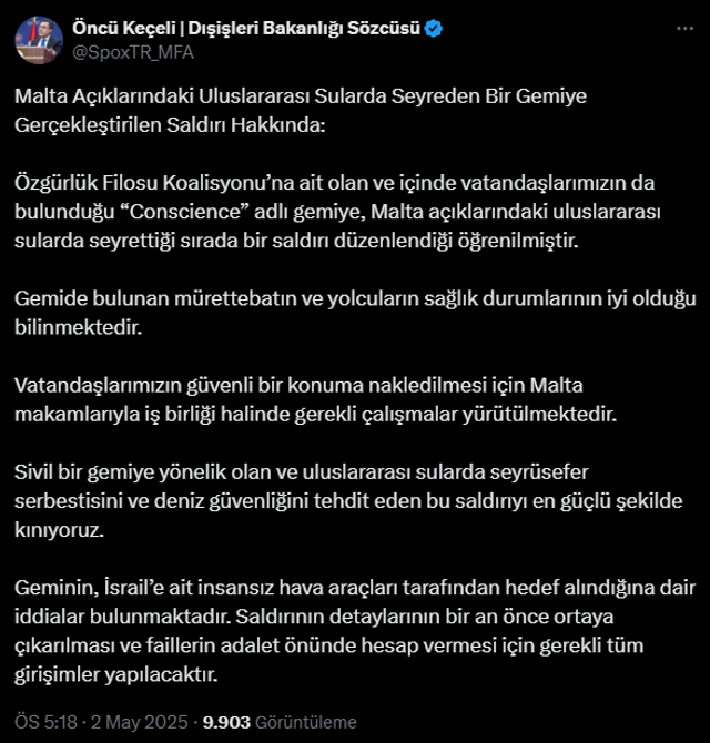 Türklerin de içinde bulunduğu gemiye saldırı! Dışişleri Bakanlığı'ndan açıklama geldi - Resim : 2