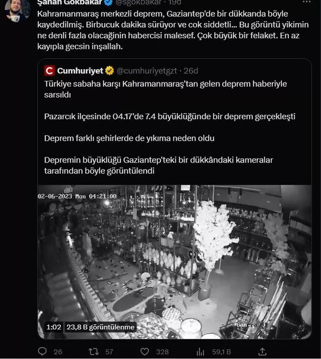 Şahan Gökbakar deprem sonrası paylaştı! "Allah'ım sen yardım et. Kahroluyoruz" - Resim : 1