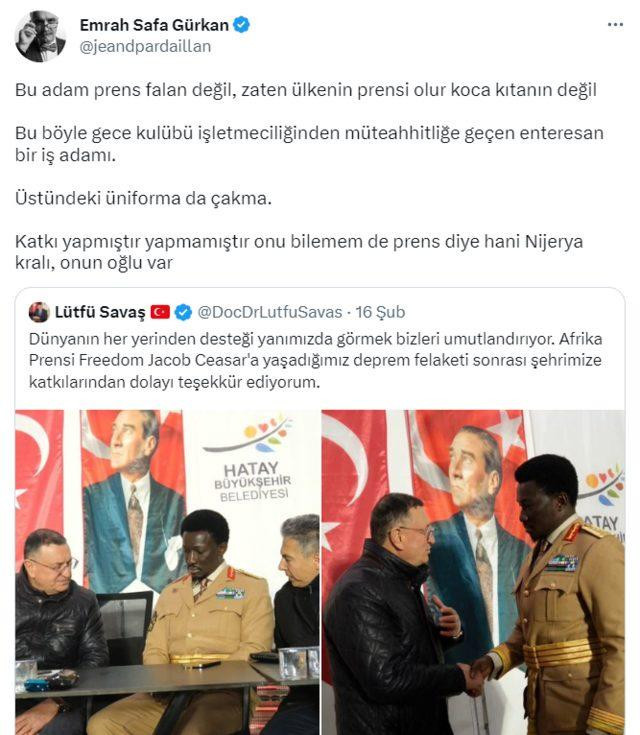 Lütfü Savaş 'Afrika Prensi' diyerek paylaştı ünlü tarihçiden yanıt gecikmedi! 'Üstündeki bile çakma' - Resim : 1