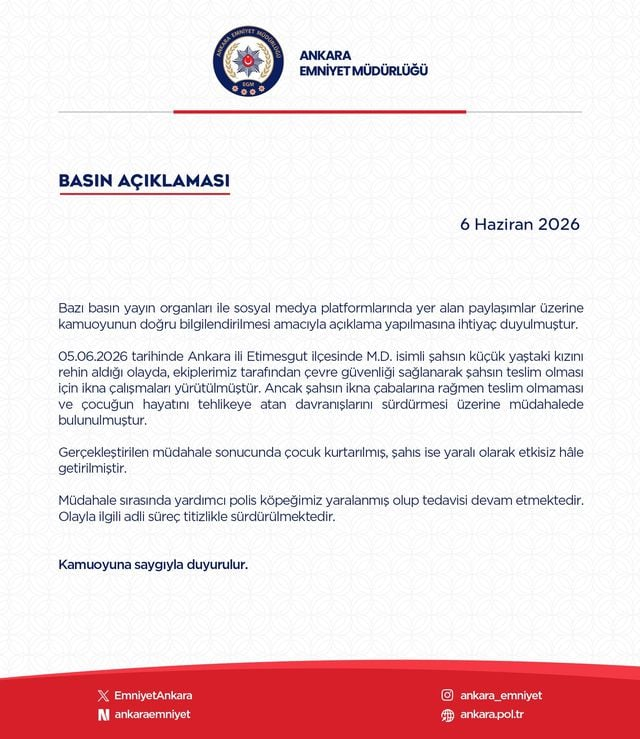 Ankara'da korku dolu saatler! Çocuğunu rehin alan baba vurularak etkisiz hale getirildi - Resim : 1