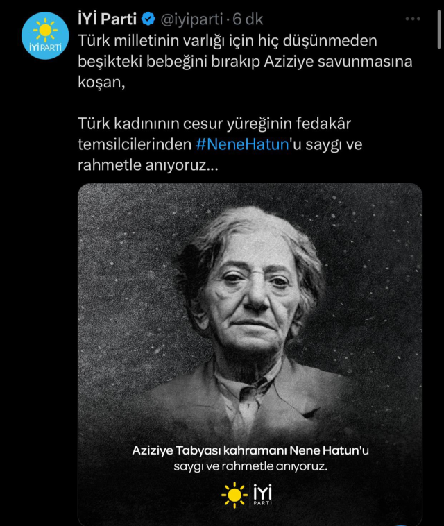 İYİ Parti'den tepki çeken Nene Hatun paylaşımı - Resim : 1