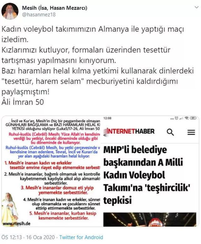 Kendini 'Mesih' ilan eden Hasan Mezarcı'dan olay paylaşım: Tesettürü kaldırıyorum - Resim : 1