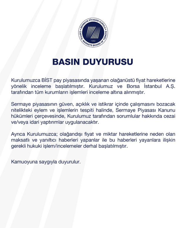 Düşüşü tartışma yaratmıştı: SPK'dan kritik 'BİST' açıklaması! - Resim : 2