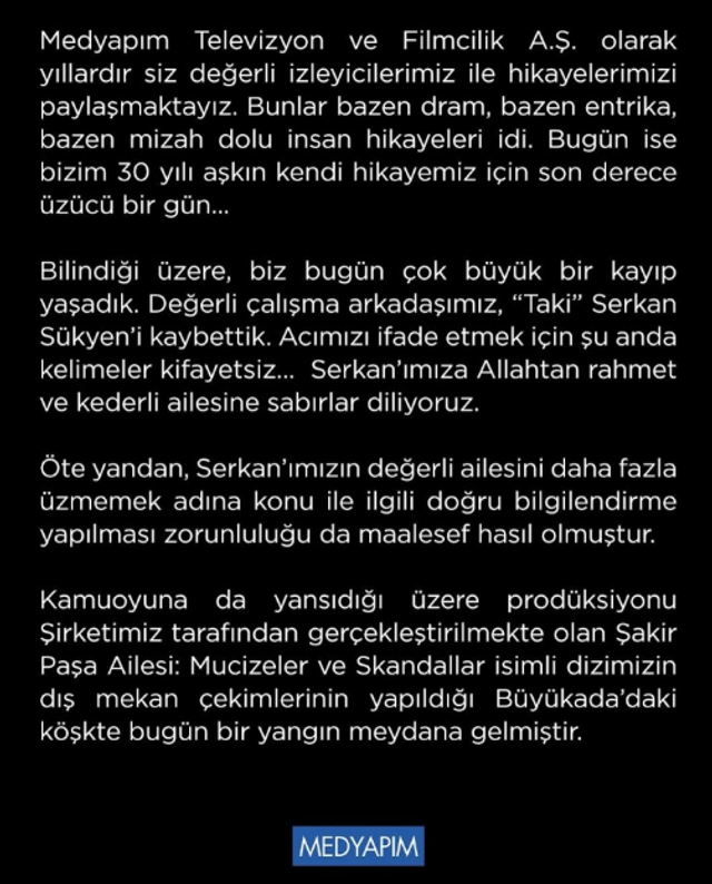 Set amiri yangında hayatını kaybetmişti: Şakir Paşa Ailesi'nin yapımcısından açıklama! - Resim : 2