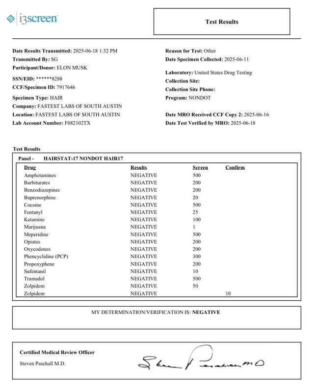 Musk’tan uyuşturucu suçlamalarına belgeli yanıt! - Resim : 2